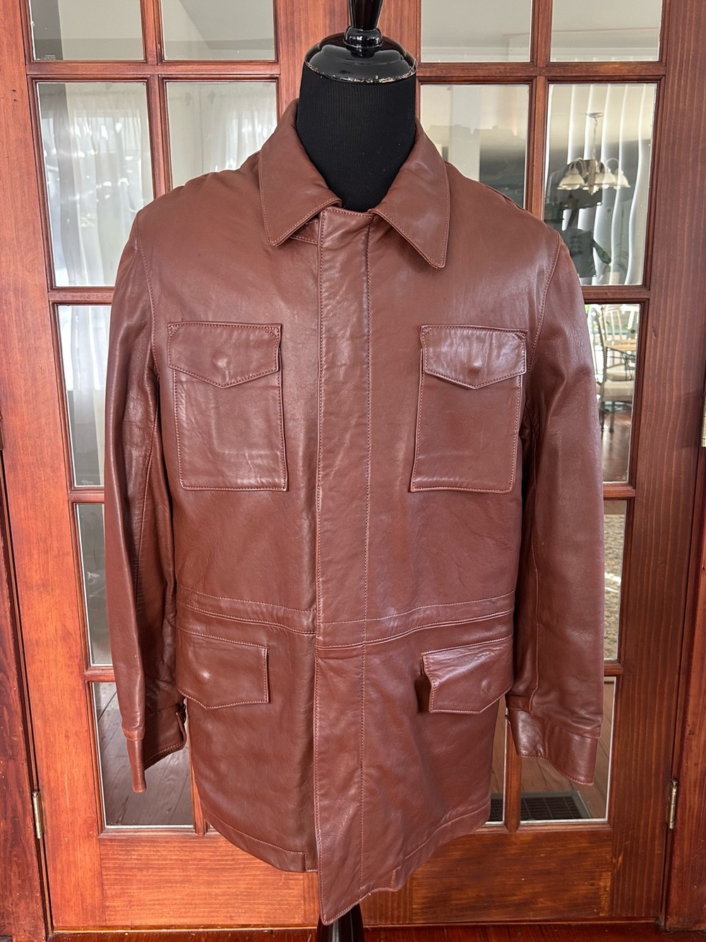 Marsh's Vintage 1980's Military Style Leather Coat Size 40 Made in USA